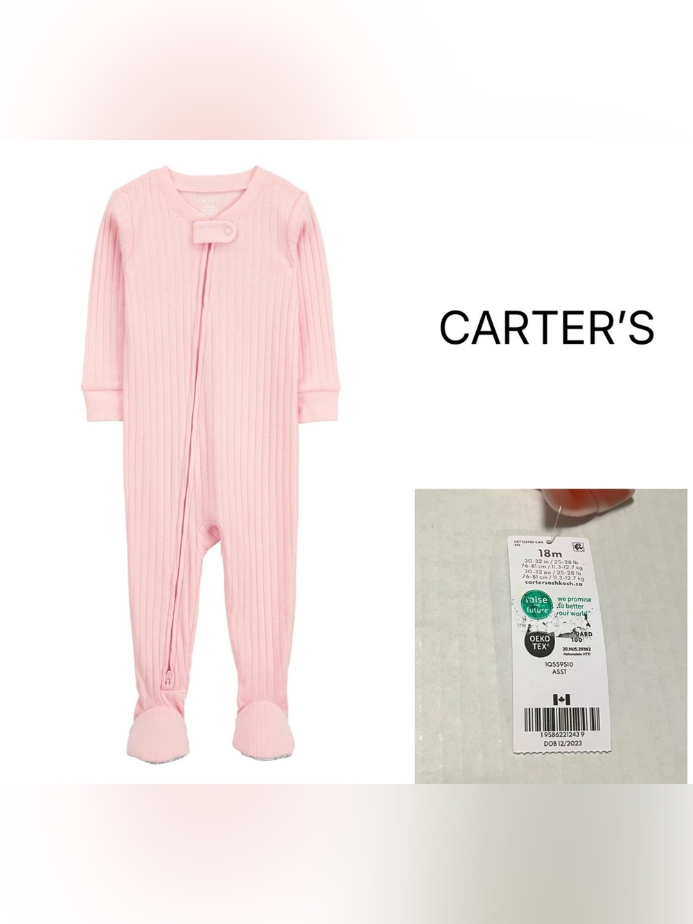 CARTER’S - 18M - NWT - INFANT GIRLS PINK FOOTIE / SLEEPER